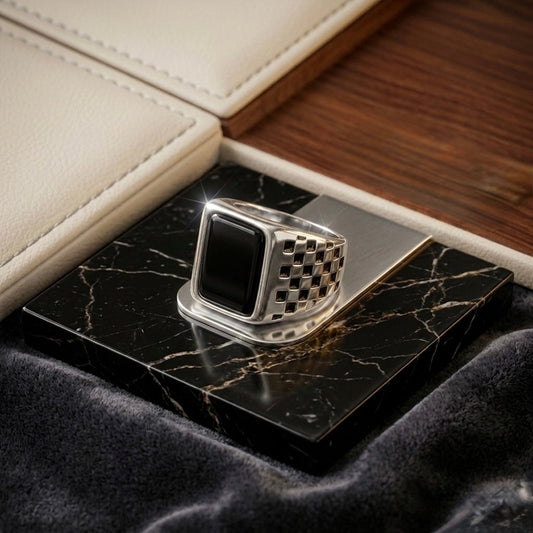 Checkered Signet Ring