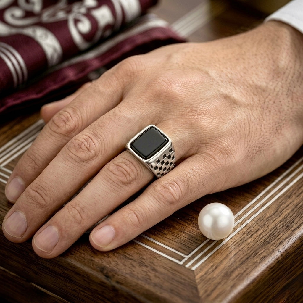 Checkered Signet Ring