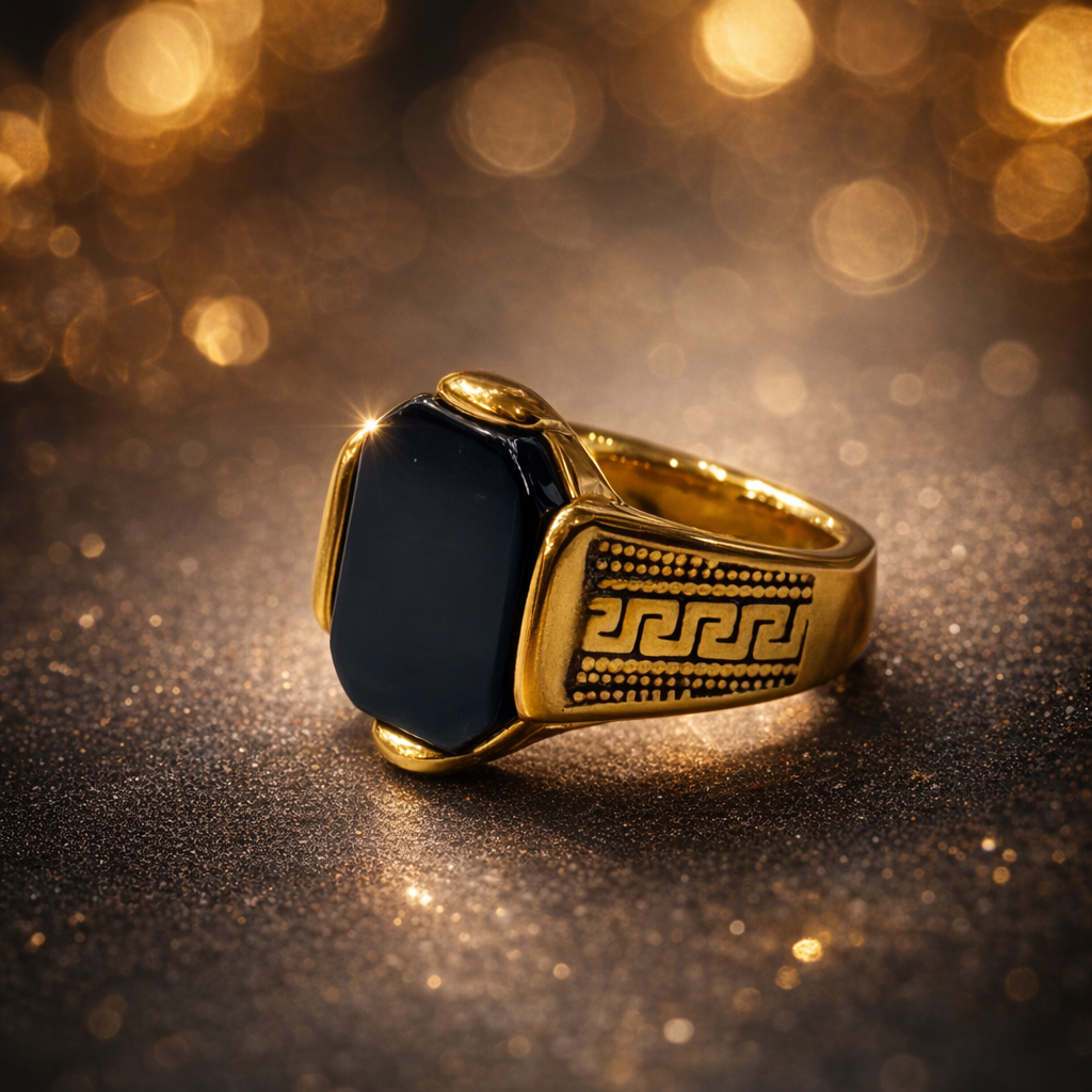 Luxury Black Stone Gold Ring
