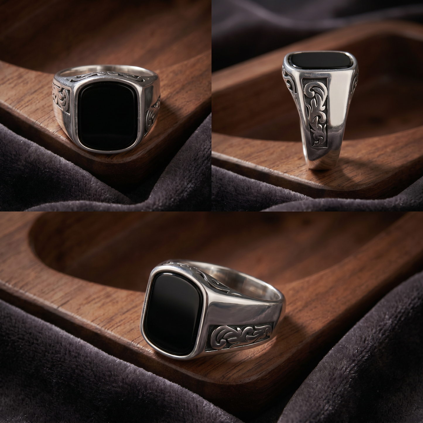Black Stone Silver Men’s Ring